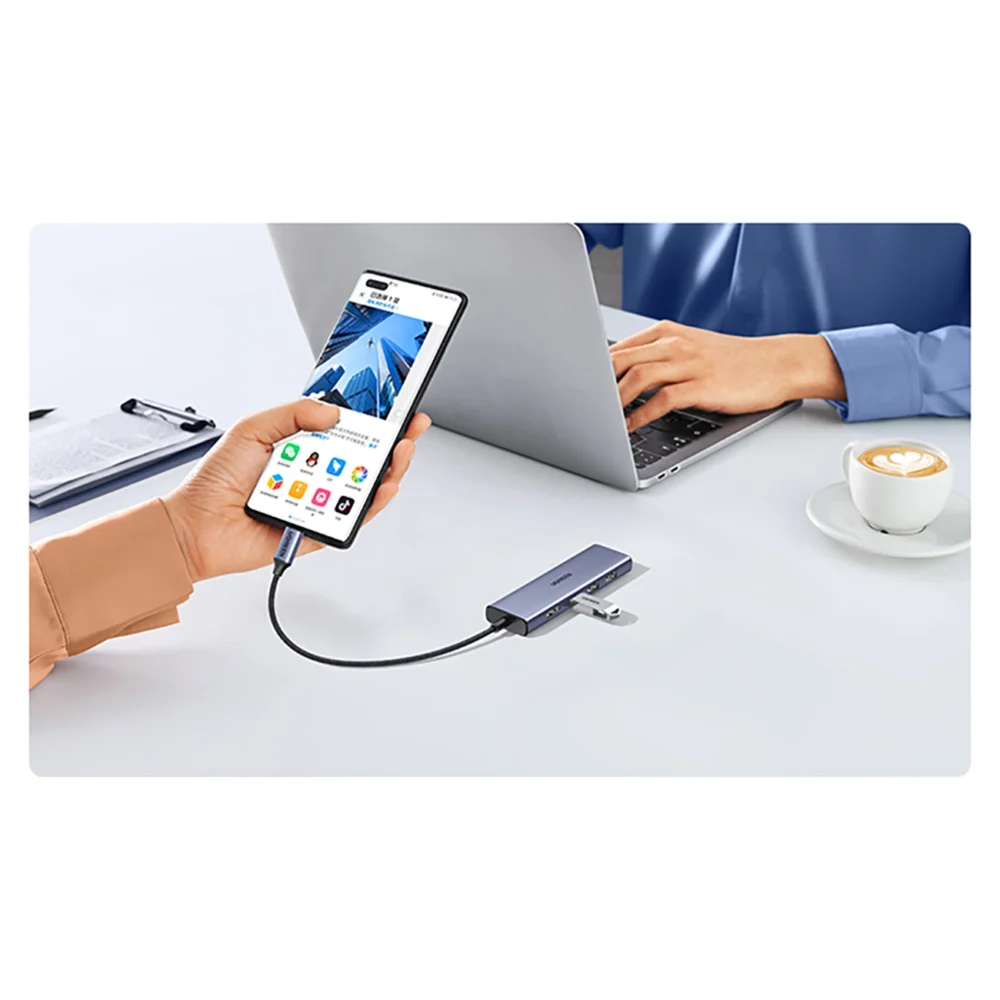 HUB Ugreen CM511 20956A 6in1 USB-C - HDMI / 3x USB-A 3.0 / SD/TF card reader - grayeng