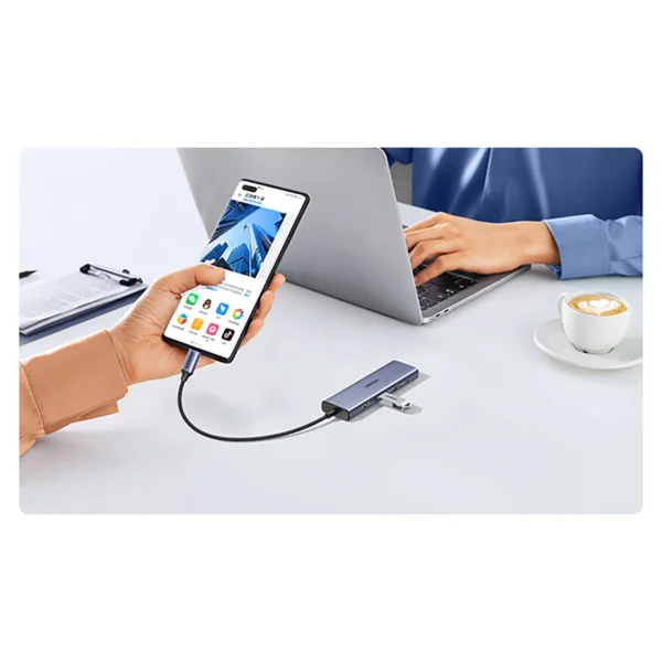 HUB Ugreen CM511 20956A 6in1 USB-C - HDMI / 3x USB-A 3.0 / SD/TF card reader - grayeng
