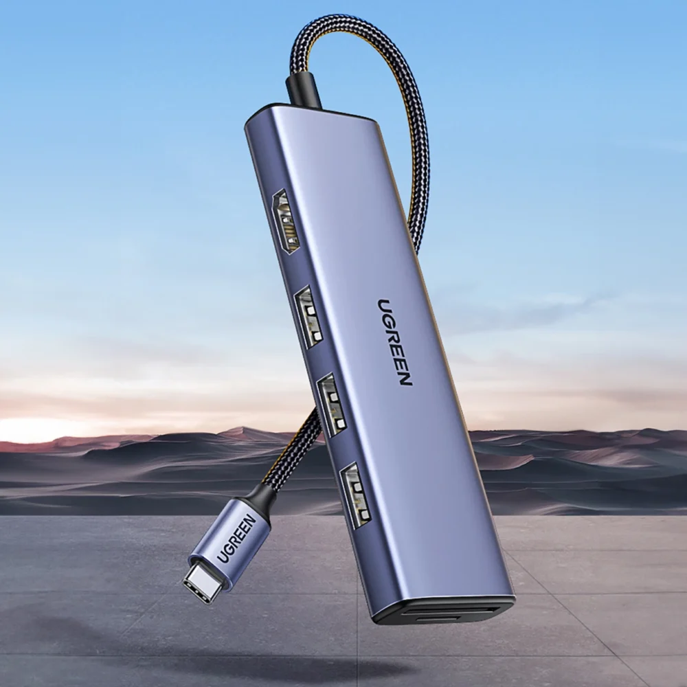 HUB Ugreen CM511 20956A 6in1 USB-C - HDMI / 3x USB-A 3.0 / SD/TF card reader - grayeng