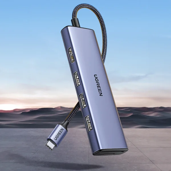 HUB Ugreen CM511 20956A 6in1 USB-C - HDMI / 3x USB-A 3.0 / SD/TF card reader - grayeng