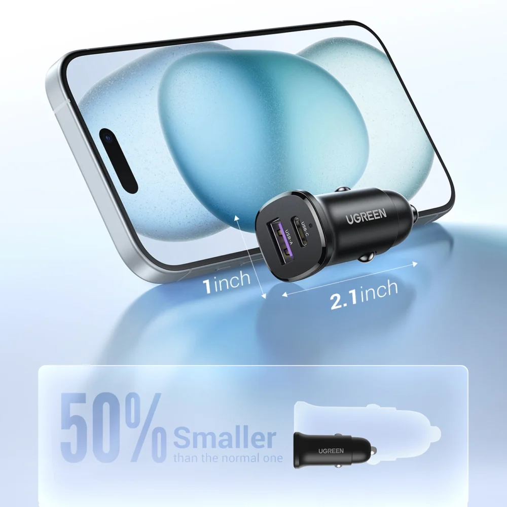 Ugreen EC305 25845 car charger USB-C USB-A 30W - blackeng