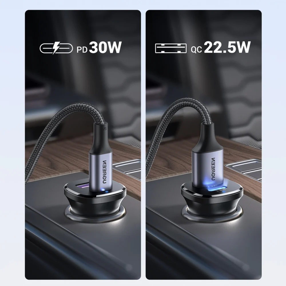 Ugreen EC305 25845 car charger USB-C USB-A 30W - blackeng