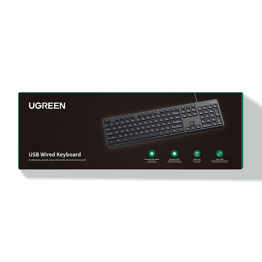 Ugreen KU004 90875 keyboard wired 1.5 m for Windows / MacOS - blackeng