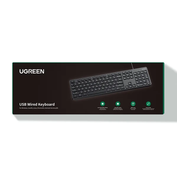 Ugreen KU004 90875 keyboard wired 1.5 m for Windows / MacOS - blackeng