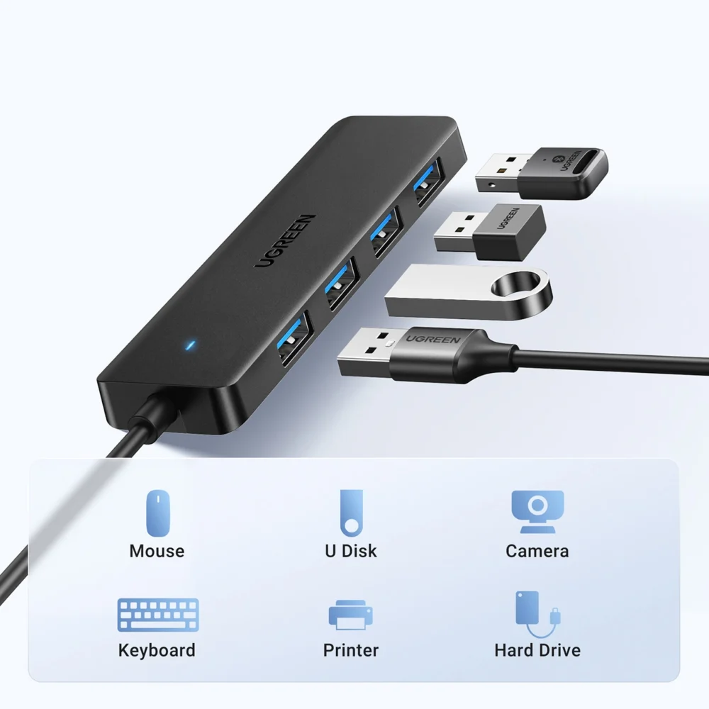 HUB Ugreen CM219 35574 with 4 USB-A 3.0 ports and USB-A 3.0 cable 1m - blackeng