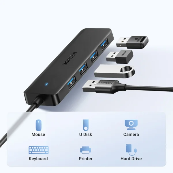 HUB Ugreen CM219 35574 with 4 USB-A 3.0 ports and USB-A 3.0 cable 1m - blackeng