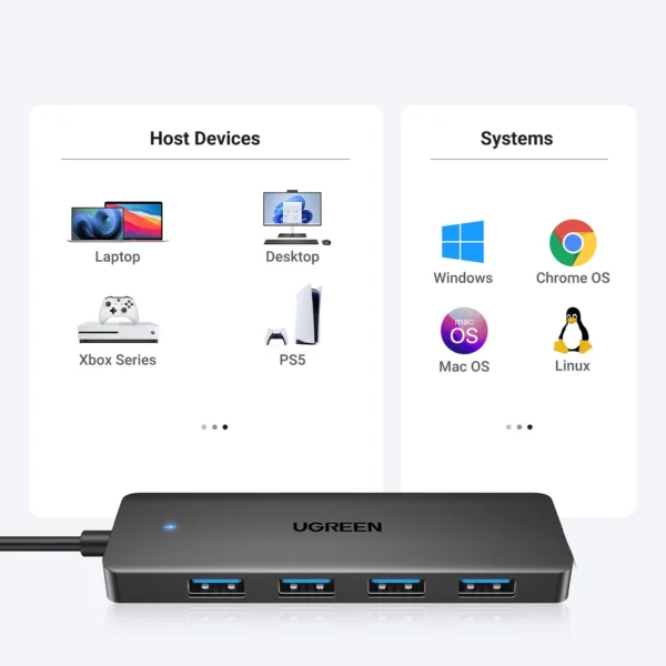 HUB Ugreen CM219 35574 with 4 USB-A 3.0 ports and USB-A 3.0 cable 1m - blackeng