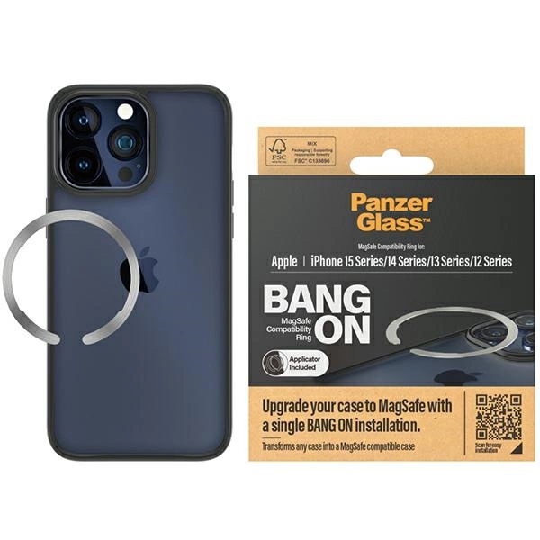 MagSafe PanzerGlass Bang ON ring for iPhone 12 / 13 / 14 / 15 - silvereng