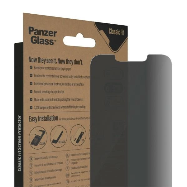 PanzerGlass Classic Fit Privacy Antibacterial Glass for iPhone 14/13 Pro/13eng