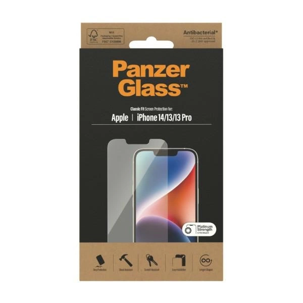 PanzerGlass Classic Fit antibacterial glass for iPhone 14 / 13 Pro / 13eng