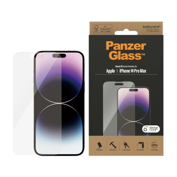 PanzerGlass Classic Fit antibacterial glass for iPhone 14 Pro Maxeng