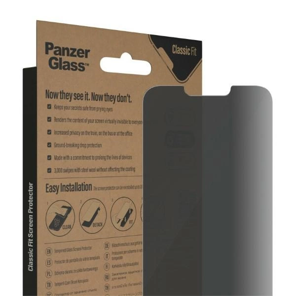 PanzerGlass Classic Fit Privacy Antibacterial Glass for iPhone 14 Plus/13 Pro Maxeng
