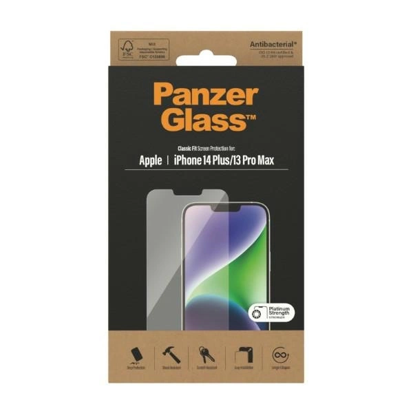 PanzerGlass Classic Fit antibacterial glass for iPhone 14 Plus / 13 Pro Maxeng