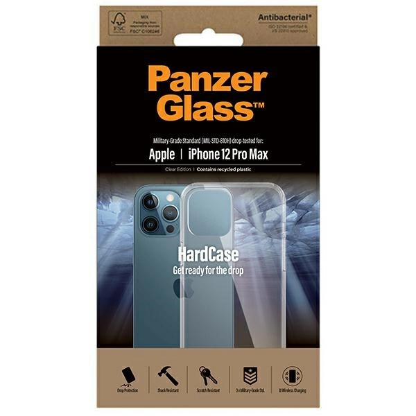 PanzerGlass ClearCase antibacterial Military Grade certified case for iPhone 12 Pro Max - transparenteng