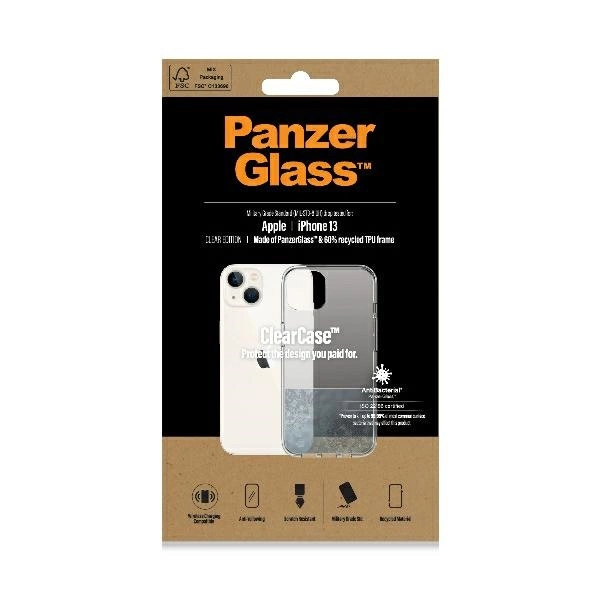 PanzerGlass ClearCase antibacterial case with Military Grade certificate for iPhone 13 / 14 / 15 - transparenteng