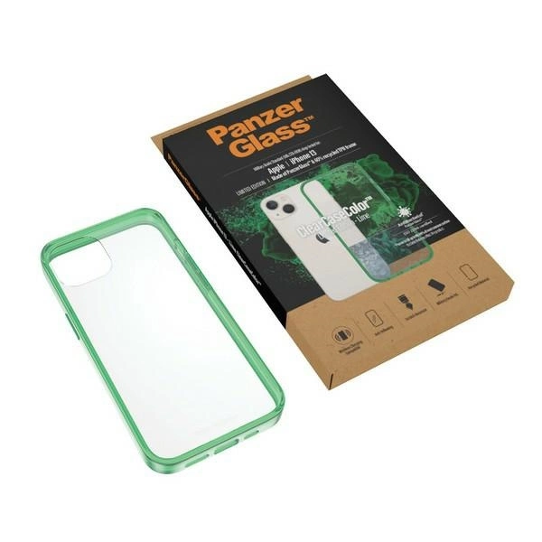 PanzerGlass ClearCase antibacterial case with Military Grade certificate for iPhone 13 / 14 / 15 - transparent greeneng