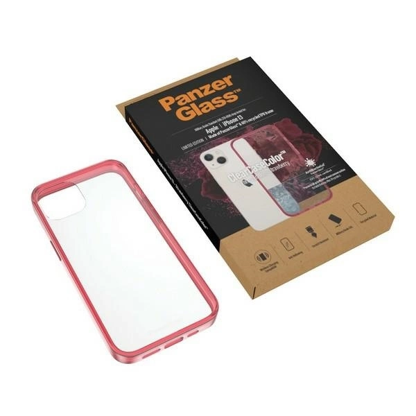 PanzerGlass ClearCase antibacterial case with Military Grade certificate for iPhone 13 / 14 / 15 - transparent pinkeng
