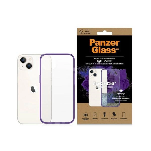 PanzerGlass ClearCase antibacterial case with Military Grade certificate for iPhone 13 / 14 / 15 - transparent purpleeng