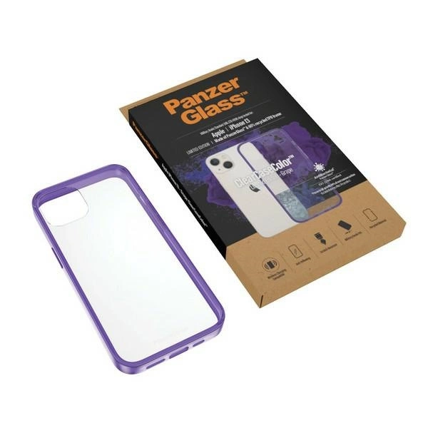 PanzerGlass ClearCase antibacterial case with Military Grade certificate for iPhone 13 / 14 / 15 - transparent purpleeng