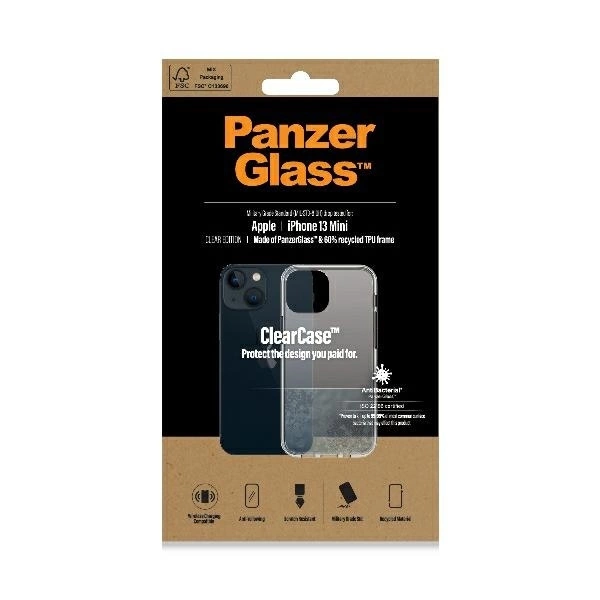 PanzerGlass ClearCase antibacterial case with Military Grade certificate for iPhone 13 mini - transparenteng