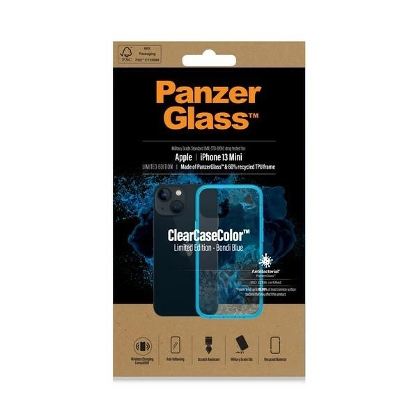 PanzerGlass ClearCase antibacterial Military Grade certified case for iPhone 13 mini - transparent blueeng