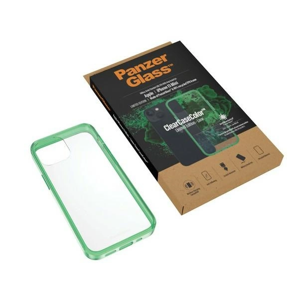 PanzerGlass ClearCase antibacterial Military Grade certified case for iPhone 13 mini - transparent greeneng