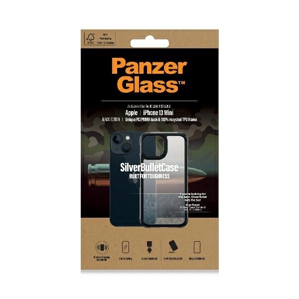 PanzerGlass ClearCase antibacterial Military Grade certified case for iPhone 13 mini - transparent and blackeng