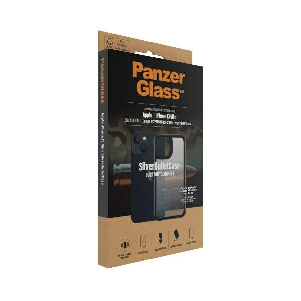 PanzerGlass ClearCase antibacterial Military Grade certified case for iPhone 13 mini - transparent and blackeng