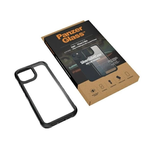 PanzerGlass ClearCase antibacterial Military Grade certified case for iPhone 13 mini - transparent and blackeng