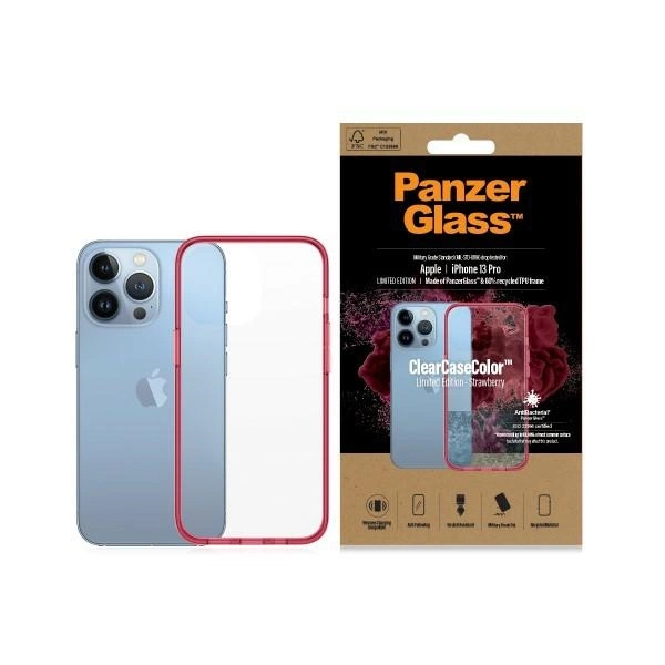 PanzerGlass ClearCase antibacterial Military Grade certified case for iPhone 13 Pro - transparent pinkeng
