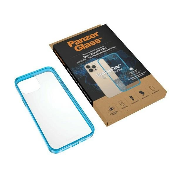 PanzerGlass ClearCase Antibacterial Military Grade Certified Case for iPhone 13 Pro Max - Transparent Blueeng