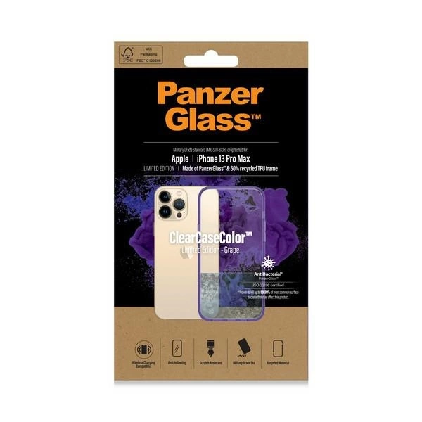 PanzerGlass ClearCase antibacterial Military Grade certified case for iPhone 13 Pro Max - transparent purpleeng