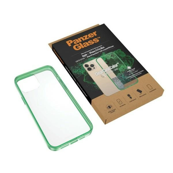 PanzerGlass ClearCase Antibacterial Military Grade Certified Case for iPhone 13 Pro Max - Transparent Greeneng