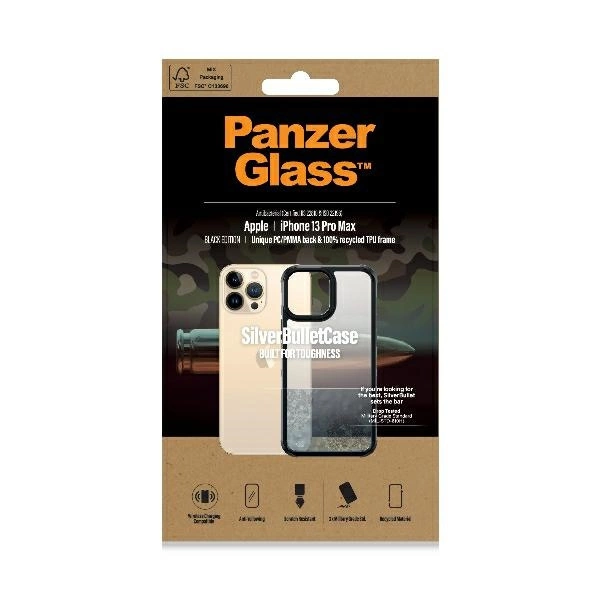 PanzerGlass ClearCase antibacterial Military Grade certified case for iPhone 13 Pro Max - transparent and blackeng