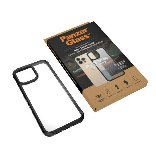 PanzerGlass ClearCase antibacterial Military Grade certified case for iPhone 13 Pro Max - transparent and blackeng