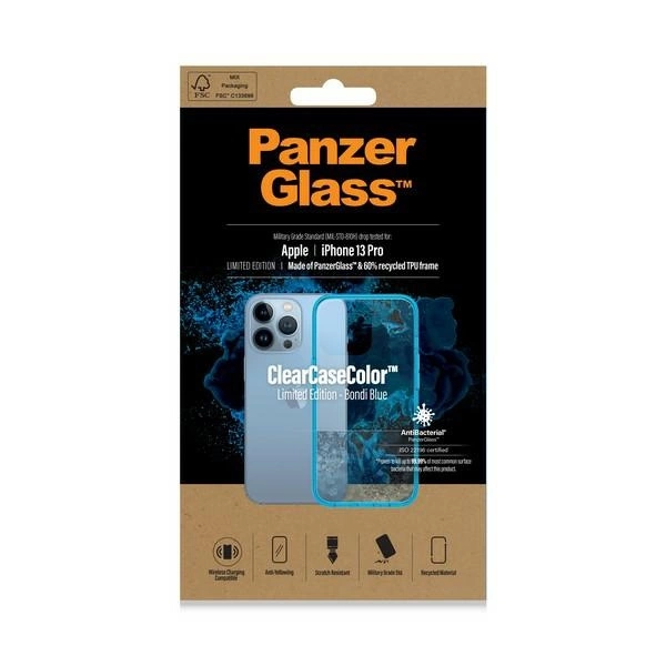 PanzerGlass ClearCase Antibacterial Military Grade Certified Case for iPhone 13 Pro - Transparent Blueeng