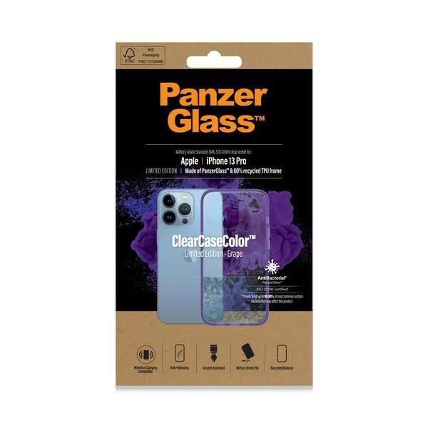 PanzerGlass ClearCase antibacterial Military Grade certified case for iPhone 13 Pro - transparent purpleeng
