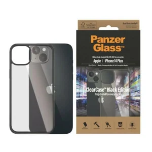 PanzerGlass ClearCase antibacterial case for iPhone 14 Plus / 15 Plus - transparent and blackeng