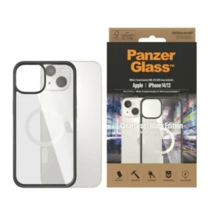 PanzerGlass ClearCase case with MagSafe antibacterial for iPhone 14 / 15 / 13 - transparent and blackeng