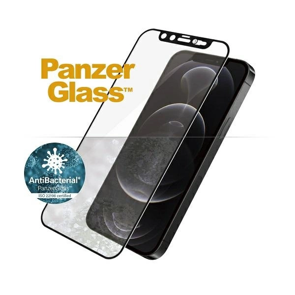 PanzerGlass E2E Microfracture Antibacterial Glass with Swarovsky Crystal Camera Cover for iPhone 12/12 Pro - With Black Frameeng