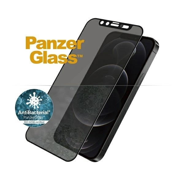 PanzerGlass E2E Microfracture Antibacterial Privacy Glass with Camera Protector for iPhone 12/12 Pro - With Black Frameeng