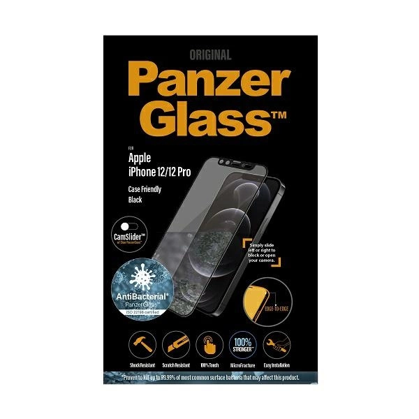 PanzerGlass E2E Microfracture Antibacterial Glass with Camera Protector for iPhone 12 / 12 Pro - With Black Frameeng