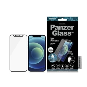 PanzerGlass E2E Microfracture Antibacterial Glass with Swarovsky Crystal Camera Cover for iPhone 12 mini - with Black Frameeng