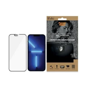 PanzerGlass E2E Microfracture Antibacterial Glass with Camera Cover with Swarovsky Crystal for iPhone 13 Pro Max - with Black Frameeng