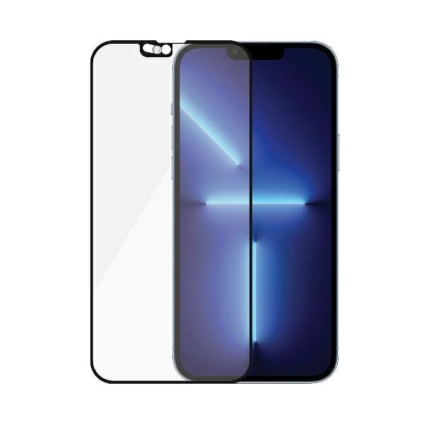 PanzerGlass E2E Microfracture Antibacterial Glass with Camera Cover with Swarovsky Crystal for iPhone 13 Pro Max - with Black Frameeng