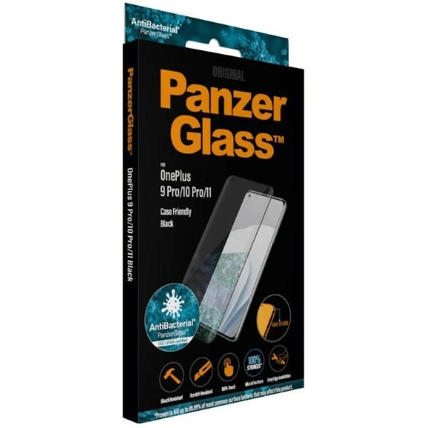 167654_7 PanzerGlass E2E Microfracture antibacterial glass on OnePlus 9 Pro / 10 Pro / 11 - with black frameeng