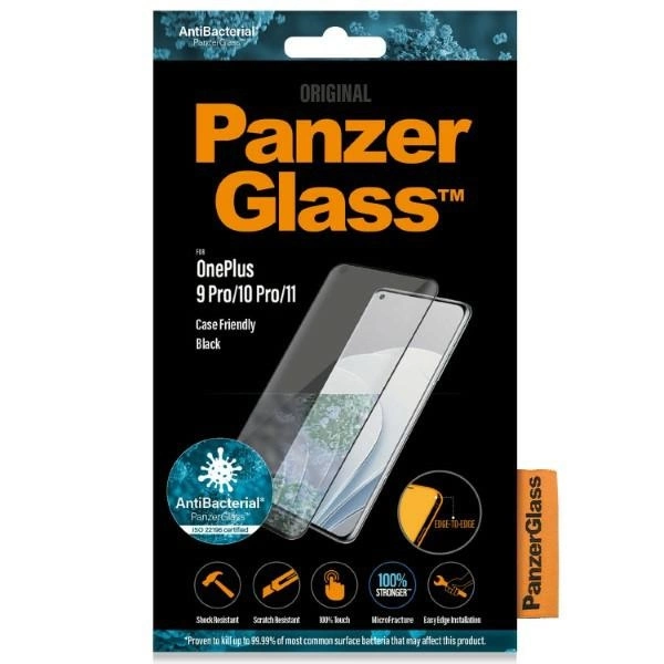 167654_8 PanzerGlass E2E Microfracture antibacterial glass on OnePlus 9 Pro / 10 Pro / 11 - with black frameeng