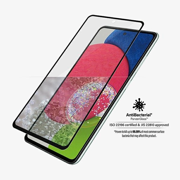 167655_3 PanzerGlass E2E Microfracture antibacterial glass for Samsung Galaxy A52 / A52 5G / A53 5G - with black frameeng