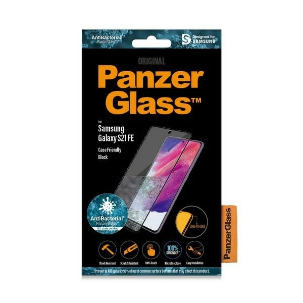167658_5 PanzerGlass E2E Microfracture antibacterial glass for Samsung Galaxy S21 FE - with black frameeng