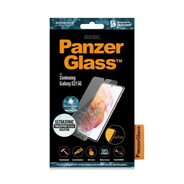 167660_5 PanzerGlass E2E Microfracture antibacterial glass for Samsung Galaxy S21 - with black frameeng
